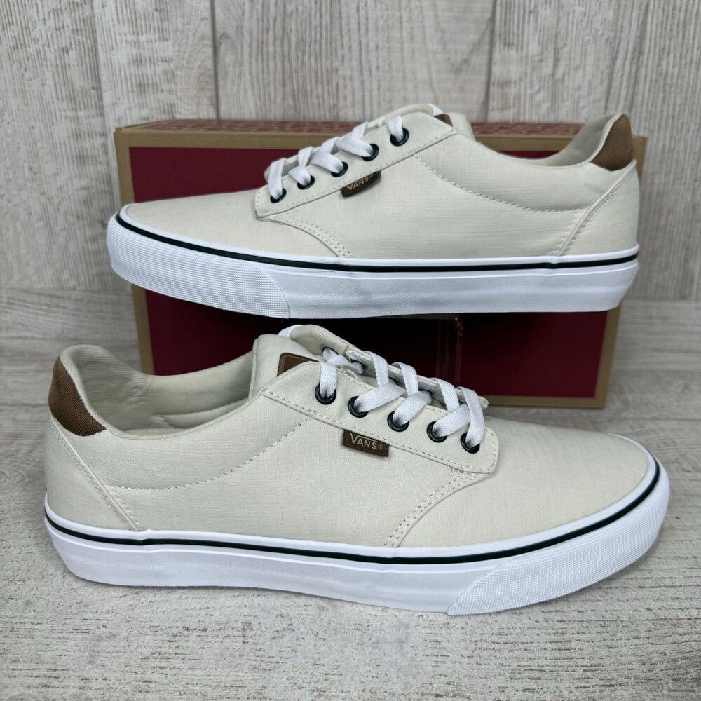Vans Atwood Deluxe Turtledove Cream Woven Men's Size 11 Skate Sneakers Shoes New